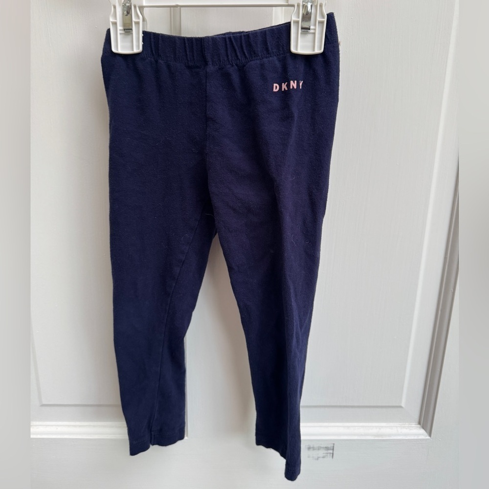 DKNY 3T Girls Kids Dark Blue Stretch Casual Leggings Pants